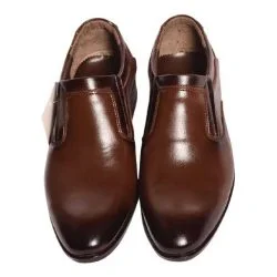کفش چرم مردانه بدون بند قهوه ای