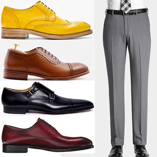 چه کفشی را با شلوار پارچه ای مردانه بپوشیم - کفش مناسب شلوار پارچه ای مردانه طوسی