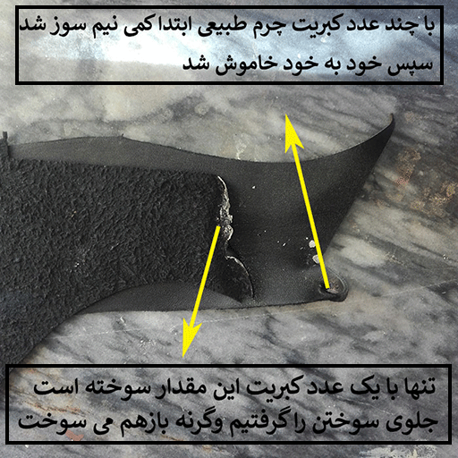 تست چرم طبیعی با فندک